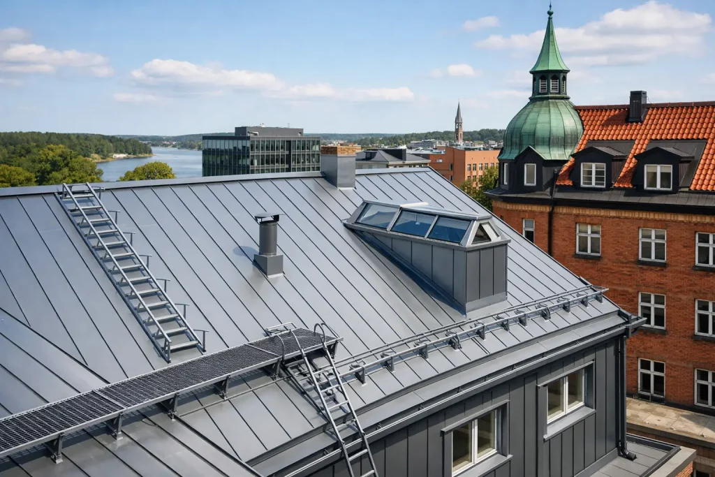 Plåttak för kommersiella fastigheter som håller